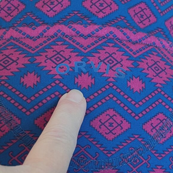 Orvis Womens Osprey Sun Protection XL Ethnic Aztec Long Sleeve Shirt Blue Pink - Picture 4 of 9